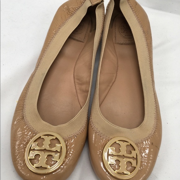 Tory Burch Shoes - Tory Burch Caroline Patent Leather Nude Tan Flats Size 6M ✅Offers Welcome